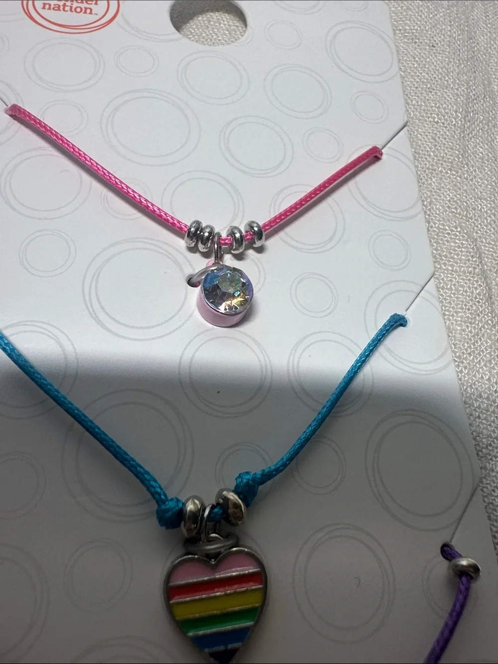 Claire's Teal & Purple Nail and Rainbow Charm Necklace Trio NWT
